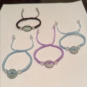Set of Four Adjustable String Jade Bracelets